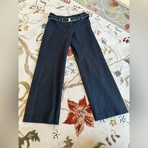 Loft Ann Taylor Stylish Black Pants with Belt Detail Stretch Size 6